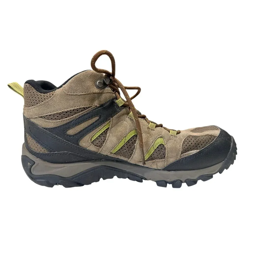 Merrell Men's 10.5 Outmost Mid Vent hiking boots gray green black suede Vibram